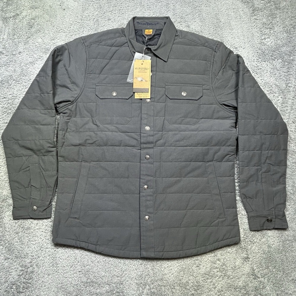 Tailor Vintage Jacket Mens M Gray Quilted Snap Front Shacket Airotec Stretch NEW